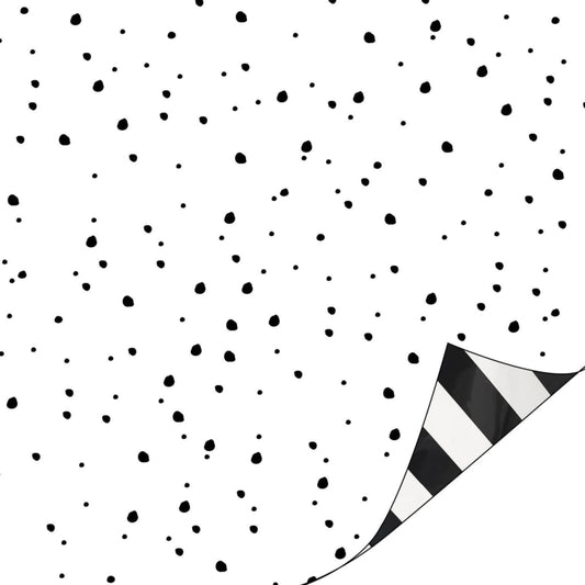 Inpakpapier - Confetti + streepjes - Zwart/Wit Het cadeaupapier is 30 cm x 3 meter. 