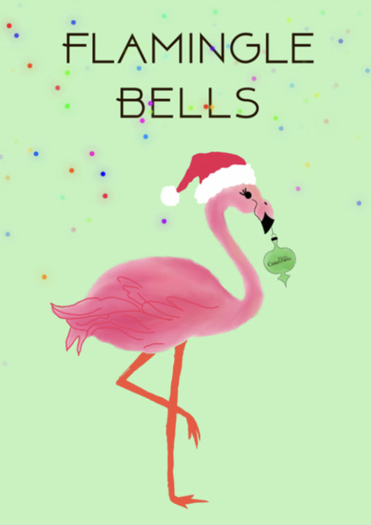 Kerstkaart - Flamingo’s Bells