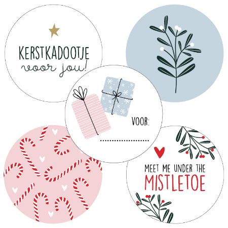 Kerst stickers - Mistletoe (5 stuks)