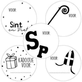 Sinterklaas stickers- multi - zwart/wit (5 stuks)