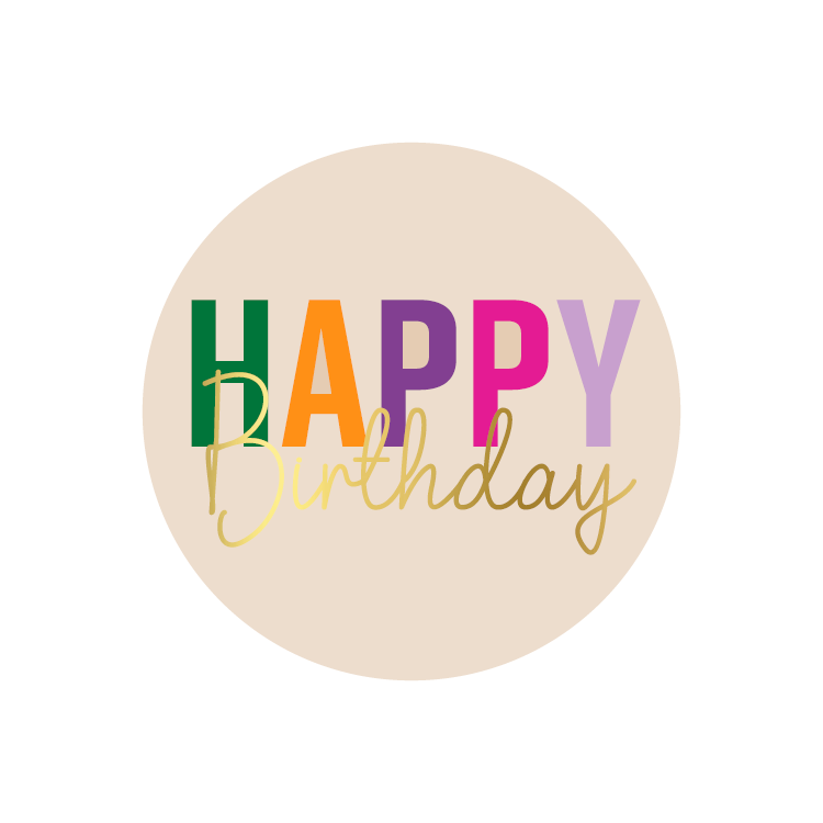Stickers -  Happy Birthday Funky color (10 stuks)