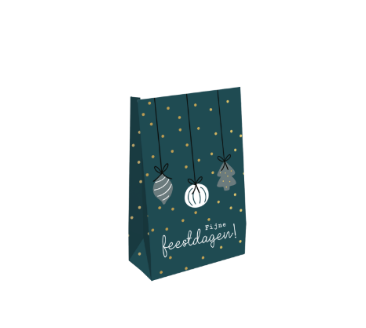 Giftbag - Kraft papieren zakjes - Fijne Feestdagen 9x5x16cm 
