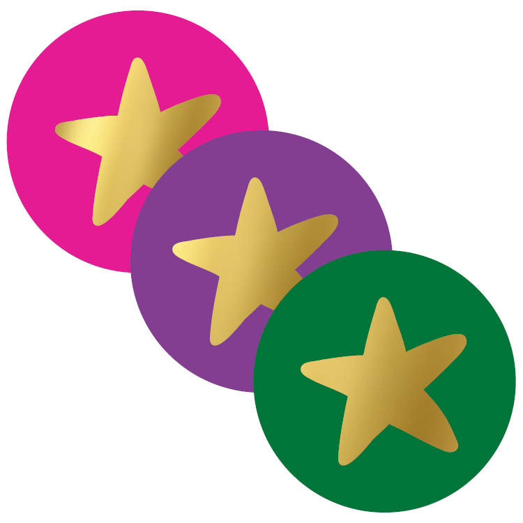 Stickers - Ster goud (3 variaten) (10 stuks)