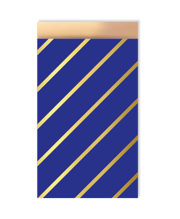 Cadeauzakjes M - Diagonal Lines Blue/Gold
