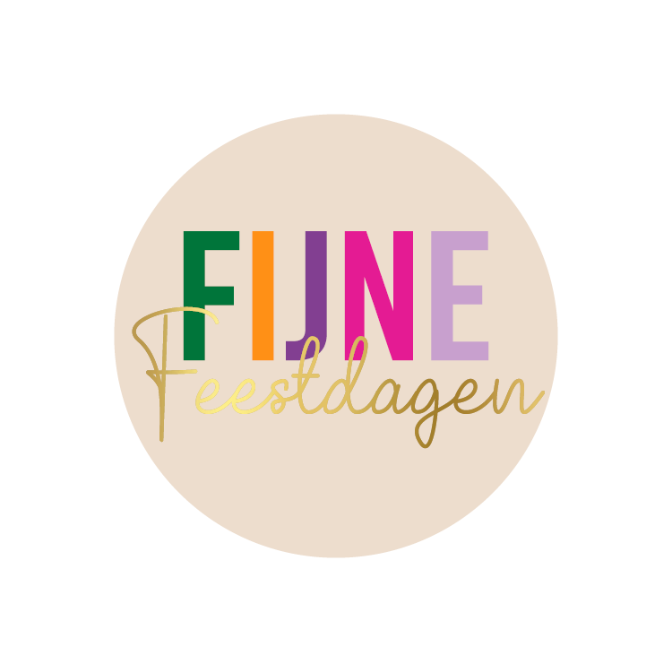 Stickers -  Fijne Feestdagen funky colours (10 stuks)