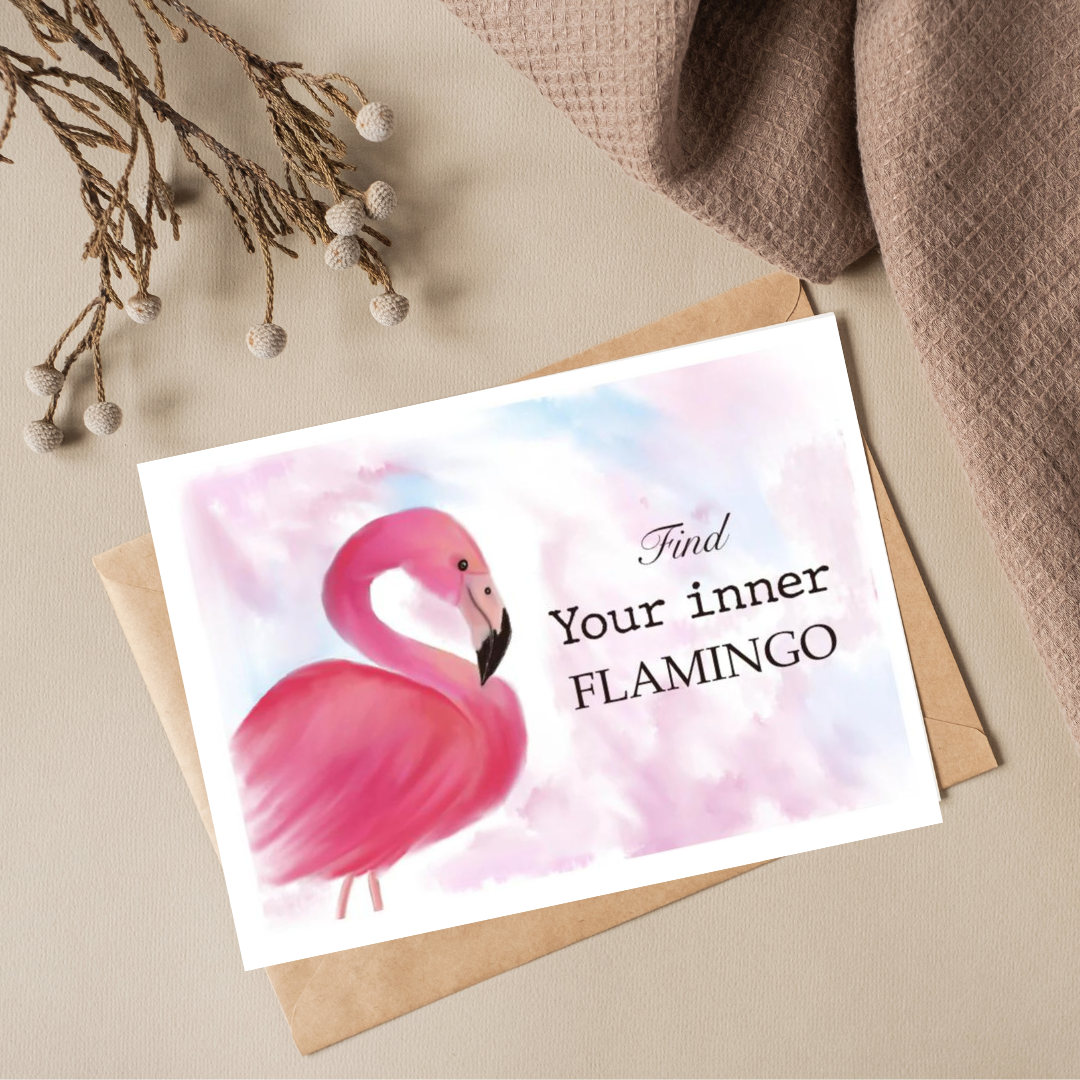 Ansichtkaart - Flamingo
