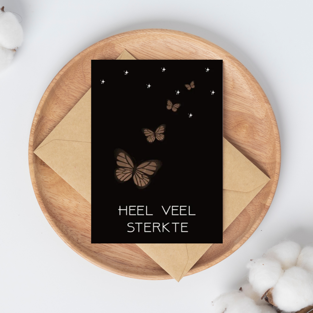 Ansichtkaart - Heel veel sterkte - Vlinders