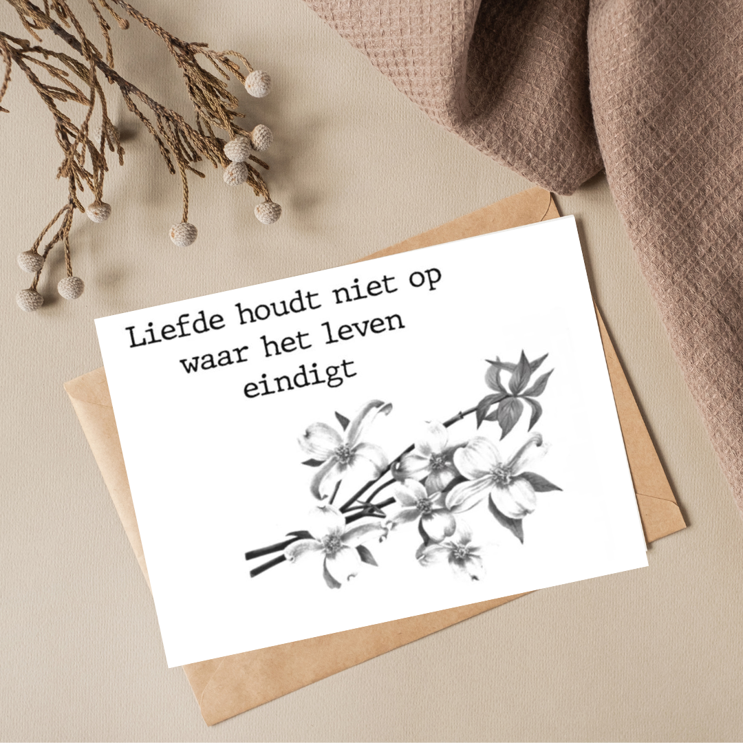 Ansichtkaart - Liefde houdt niet op waar het leven eindigt