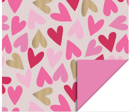 Inpakpapier - Big Hearts Sand Sweet - Pink Het cadeaupapier is 30 cm x 3 meter. 