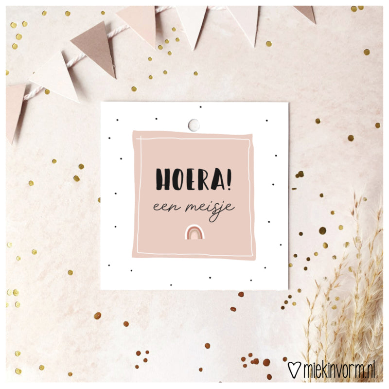 Cadeaulabel - Hoera een meisje