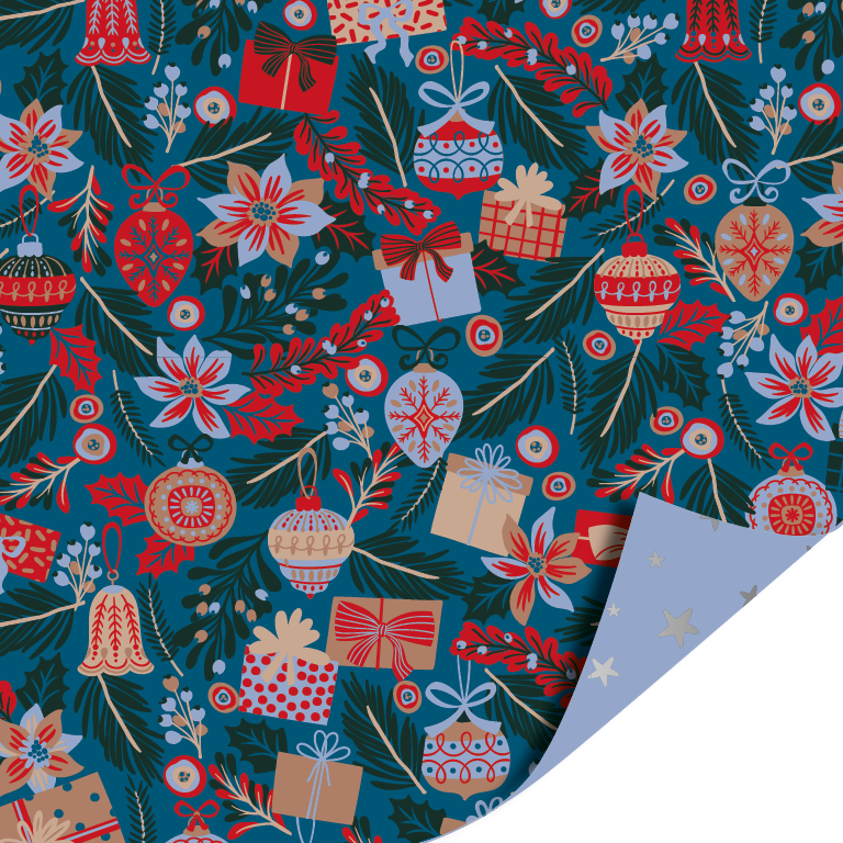 Kerst Inpakpapier 30 cm x 3 meter – Christmas Flowers