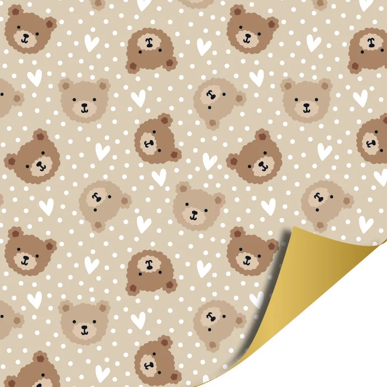 Inpakpapier goud/beige. 30 cm x 3 meter.