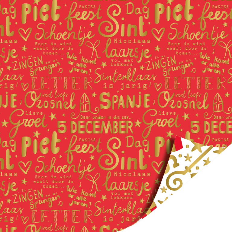 Sinterklaas Inpakpapier 30 cm x 3 meter – Mijter Pret Wit