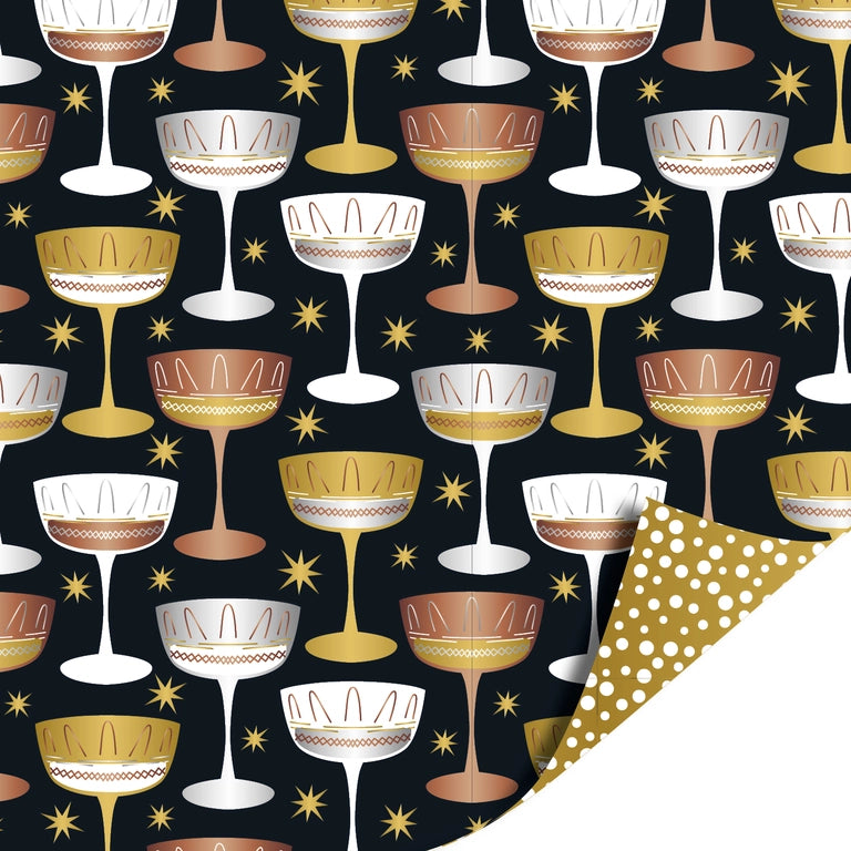 Kerst Inpakpapier 30 cm x 3 meter – Raise Your Glass Gold