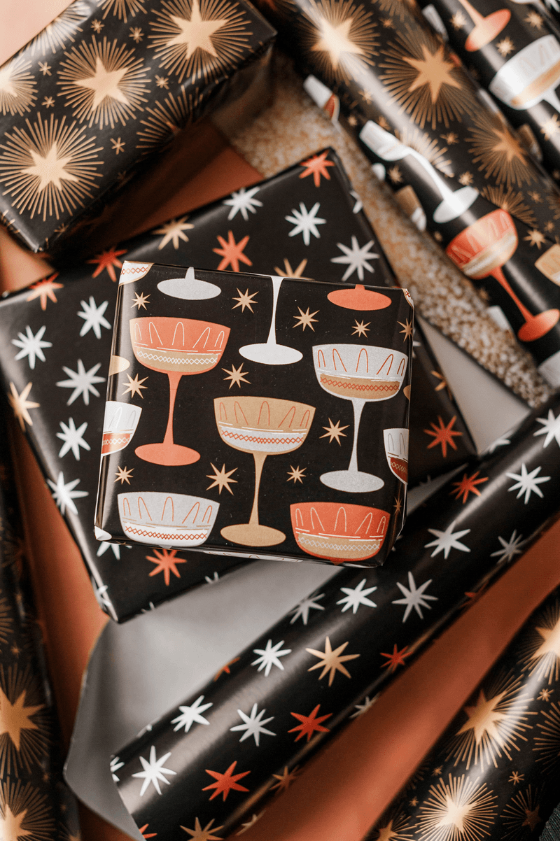 Kerst Inpakpapier 30 cm x 3 meter – Raise Your Glass Gold