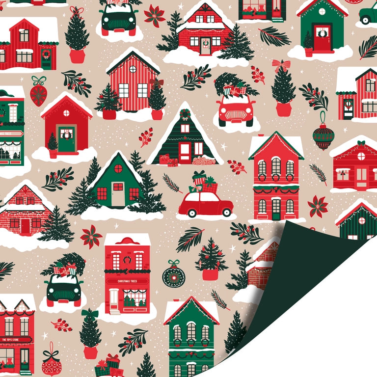 Kerst Inpakpapier 30 cm x 3 meter – Winter Houses