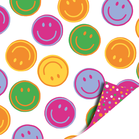 Cadeaupapier Smiley Multicolor – Dubbelzijdig 30 cm x 3 meter