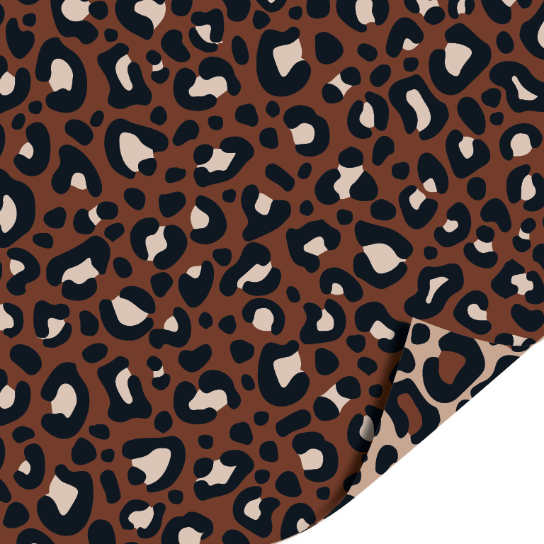 Dubbelzijdig cadeaupapier Leopard Bruin– 30 cm breed