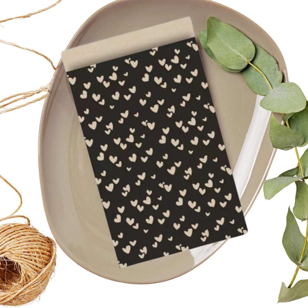 Cadeauzakje M - Solo hearts - Zwart / Kraft