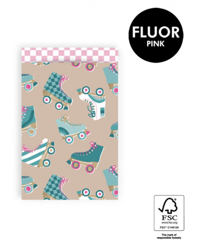 Cadeauzakjes M - Roller Skates Nude - Check Blush Pink