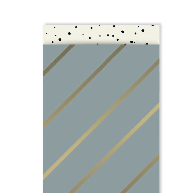 Cadeauzakjes M - Stripes - Grey gold
