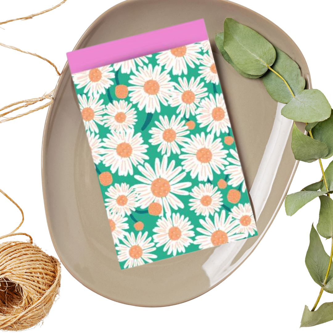 Cadeauzakjes M - Daisy Bright Green - Pink