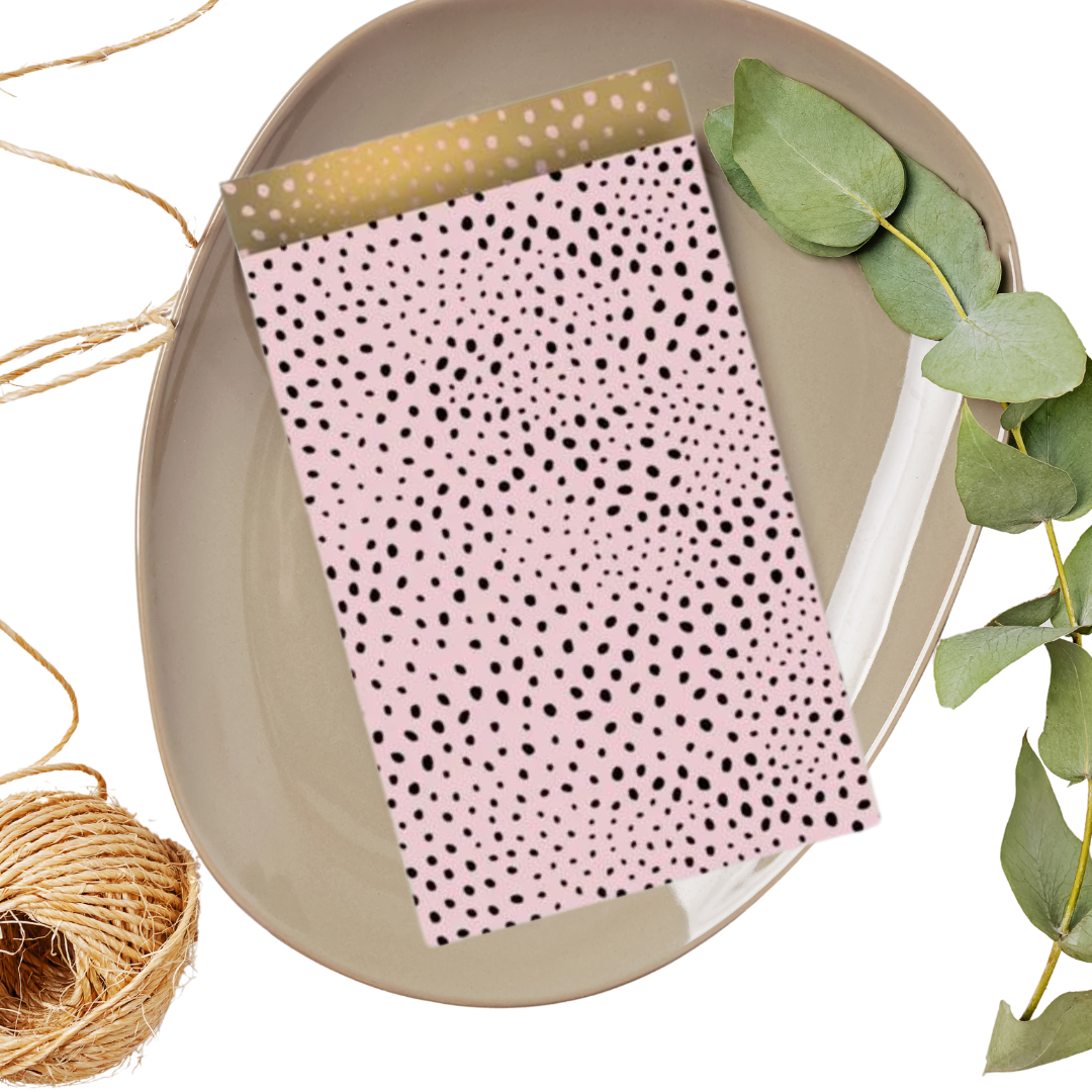 Cadeauzakjes M - Flocks roze/zwart