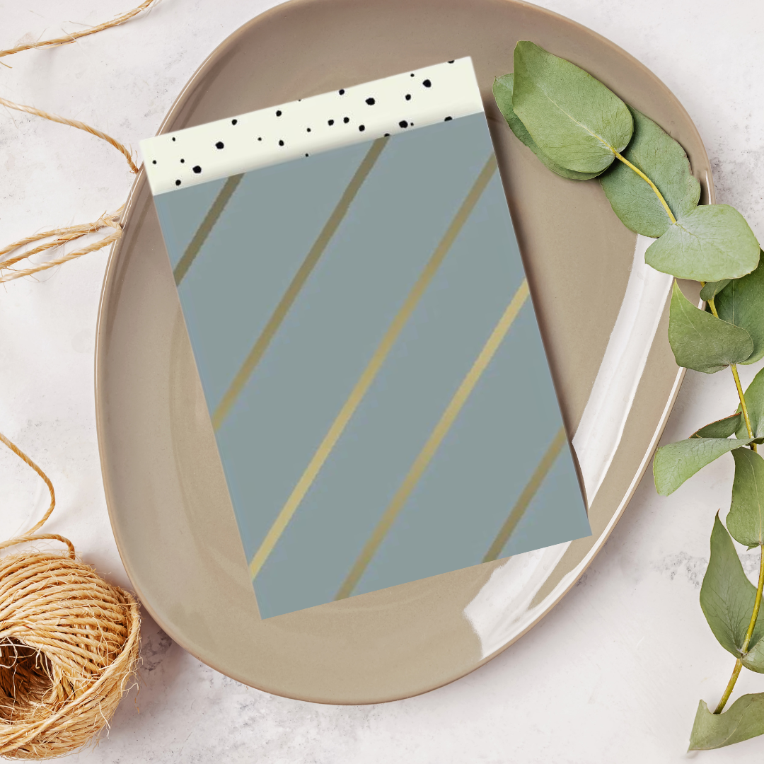 Cadeauzakjes M - Stripes - Grey gold