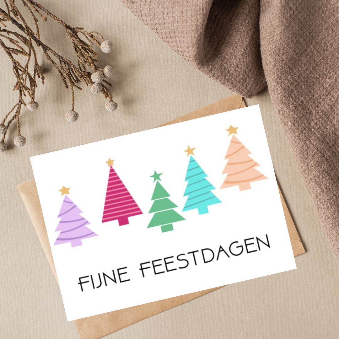 Kerstkaart - Fijne feestdagen - Kerstbomen