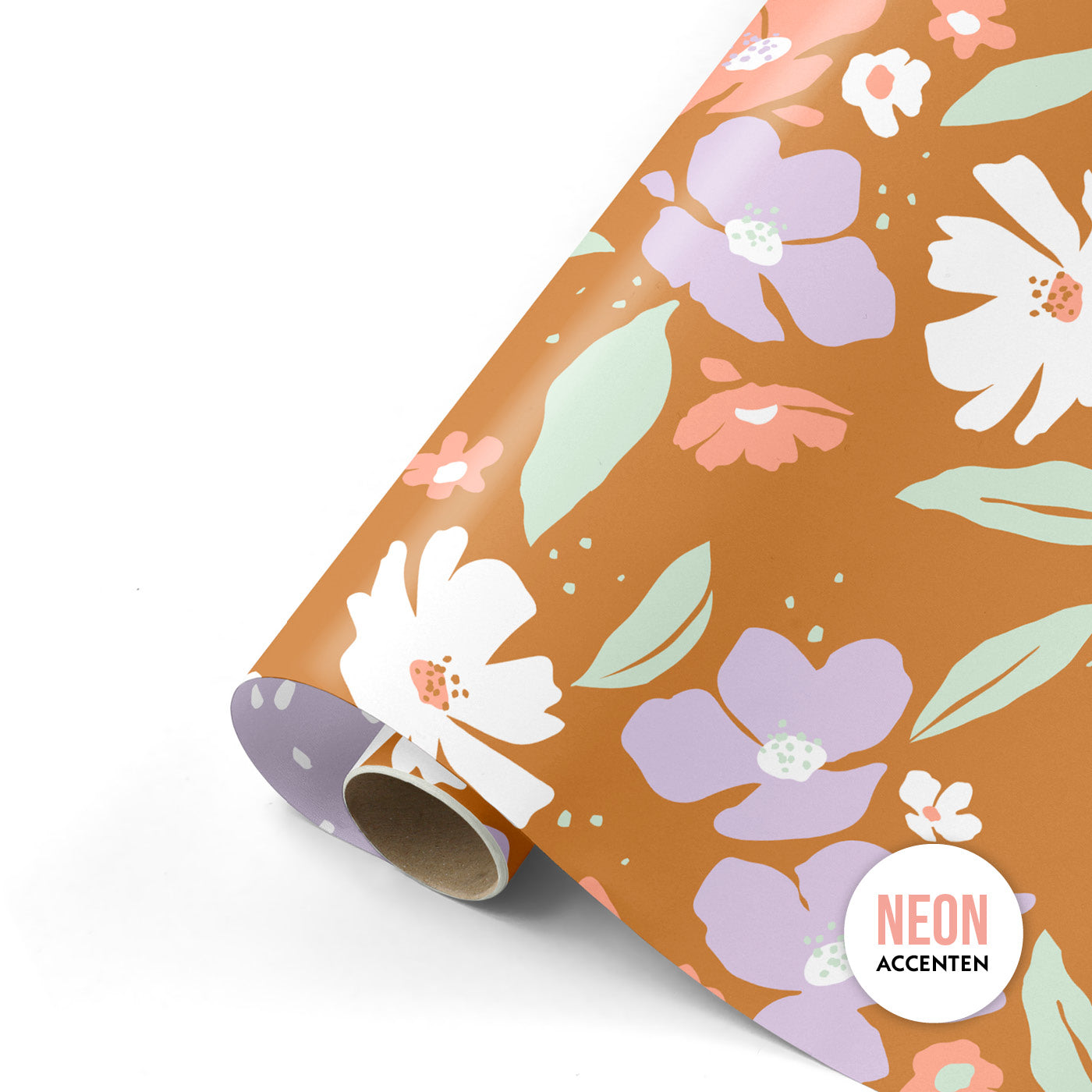 Rol inpakpapier - Fresh Flowers - Roest