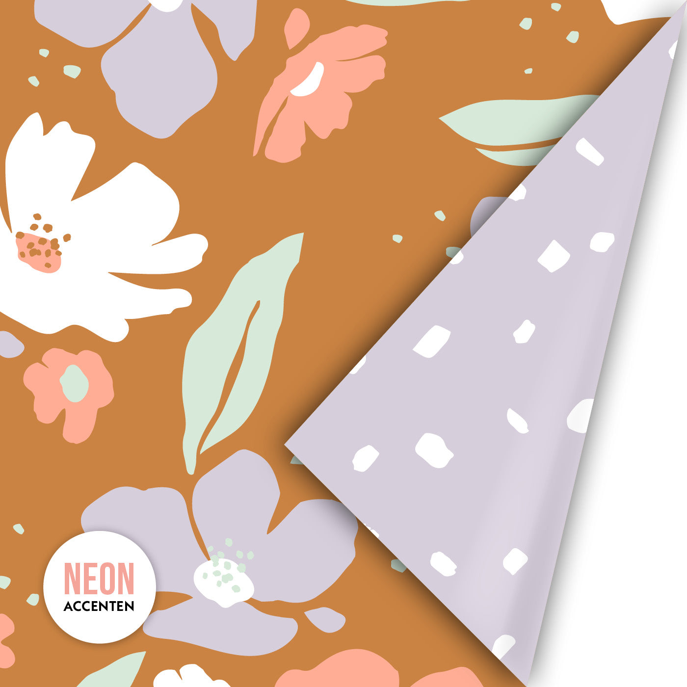 Rol inpakpapier - Fresh Flowers - Roest