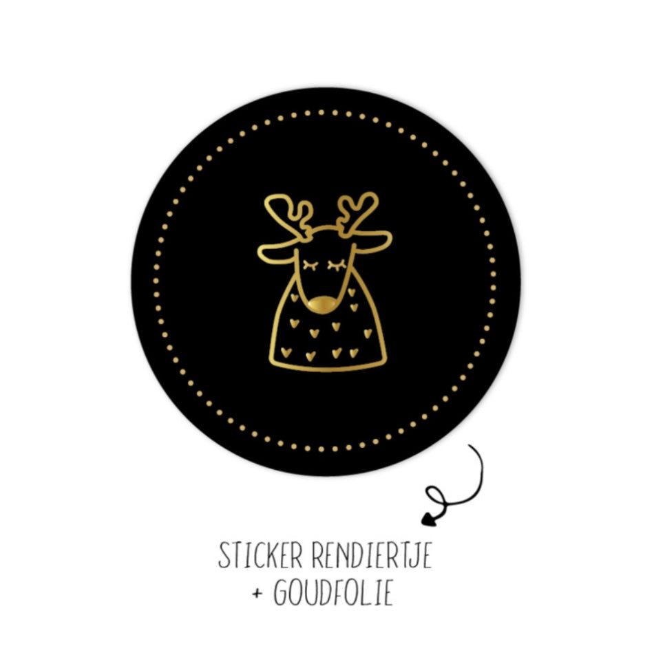 Kerst sticker - Rendier (5 stuks)