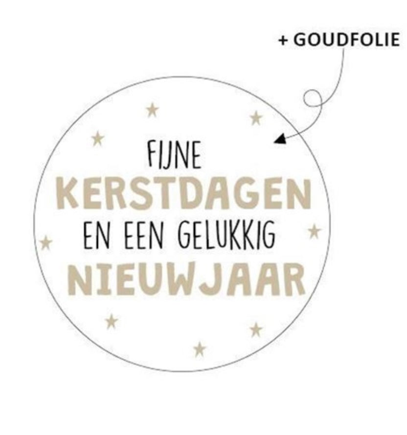 Kerst stickers - Fijne Kerstdagen en een gelukkig nieuwjaar - wit goud (5 stuks)