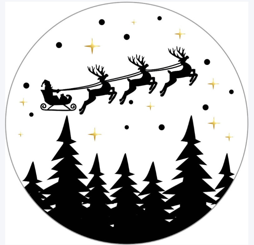 Kerst stickers - Flying Santa (5 stuks)