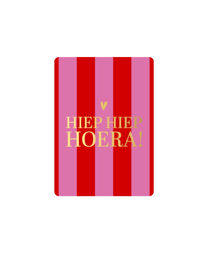Mini kaartje - Hiep hiep hoera + stripes