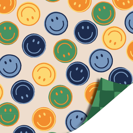 Inpakpapier - Smiley Blue/Green