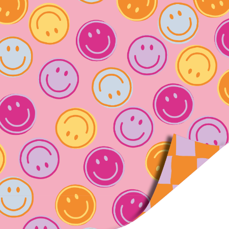 Inpakpapier - Smiley Pink - 30 cm x 3 meter - 80 grams papier. 