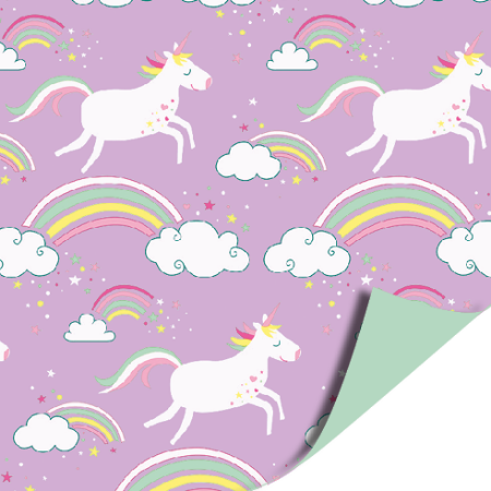Inpakpapier - Unicorns Lila AZ uni Mint