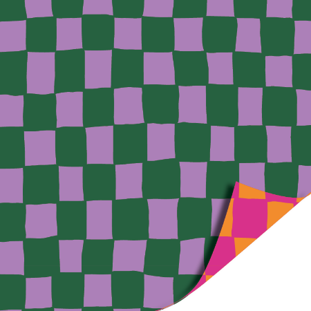 Cadeaupapier - Handdraw grid Green/Purple - 30cm x 3 meter - 80 grams