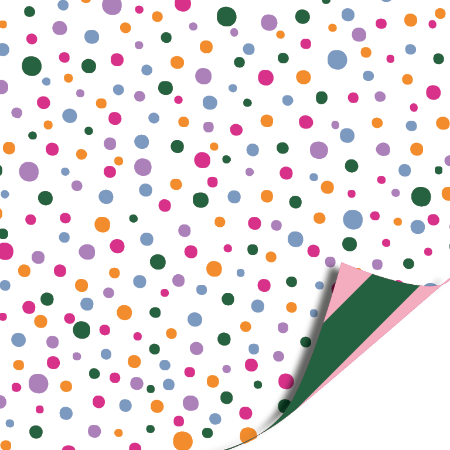 Cadeaupapier - confetti feest met streepjes. 80 grams 30cm x 3 meter