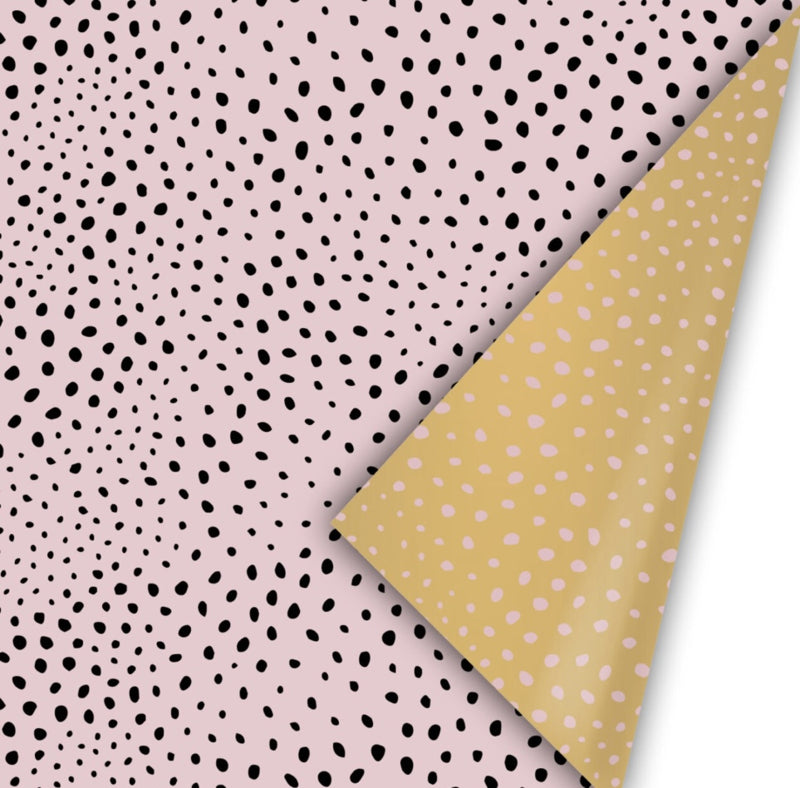 Inpakpapier - Flocks Roze/zwart Het cadeaupapier is 30 cm x 3 meter. 