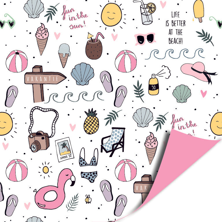 Inpakpapier - Sunny days. Het cadeaupapier is 30 cm x 3 meter