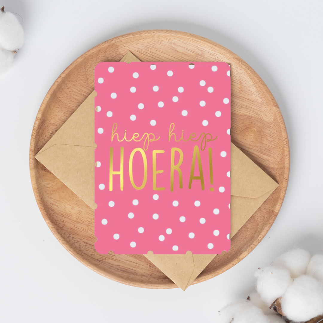 Kaart - Hiep Hiep Hoera Roze