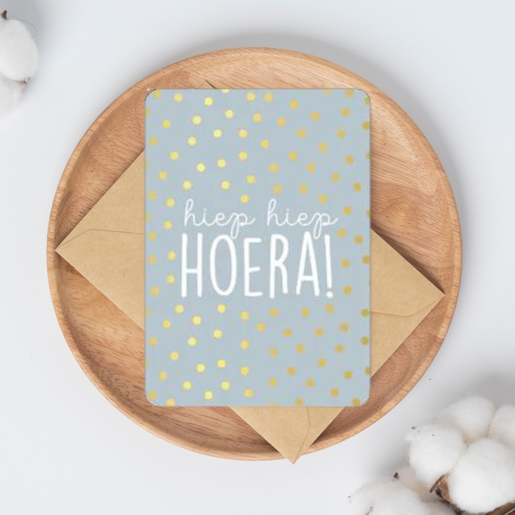 Kaart - Hiep Hiep Hoera blauw goud