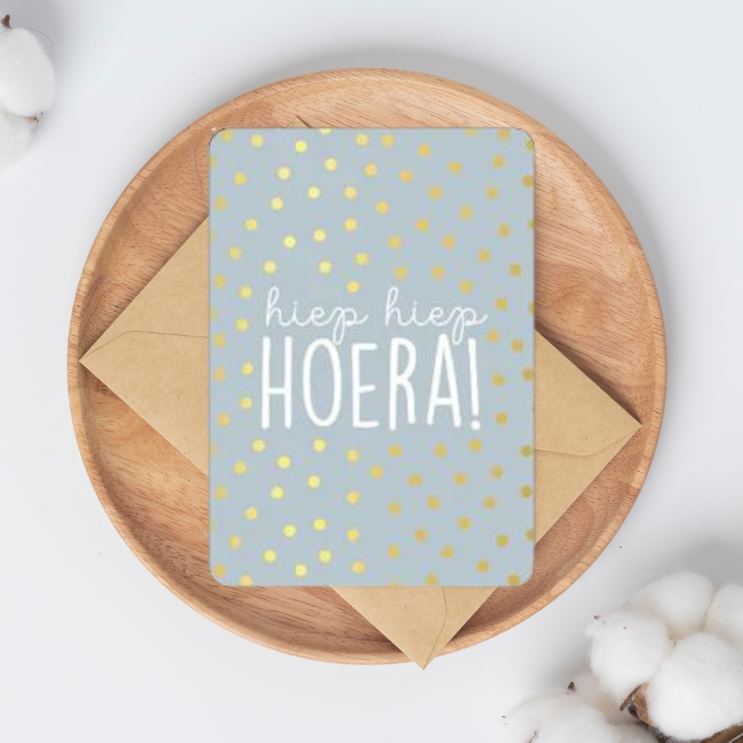 Kaart - Hiep Hiep Hoera blauw goud