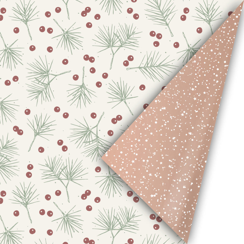 Kerst Inpakpapier - Berries & Branches - Colorful 30 cm x 3 meter. 