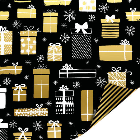 Inpakpapier -  Holiday Gifts Black / gold (30cmx3m)