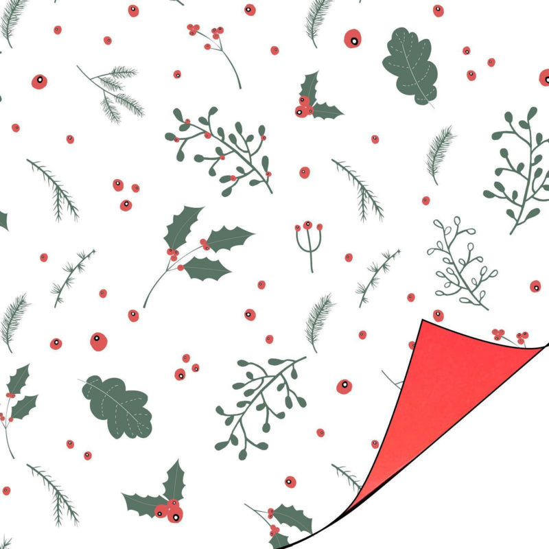 Kerst Inpakpapier - Metallic - Christmas Blossom 30 cm x 3 meter.