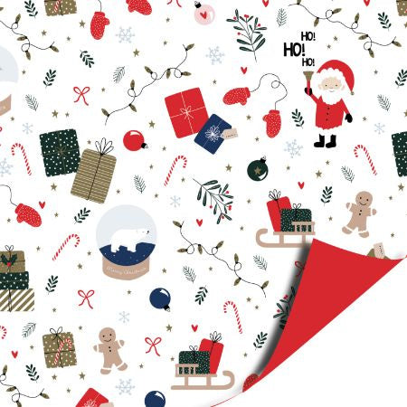 Kerst Inpakpapier - Vrolijk kerstfeest 30 cm x 3 meter. 