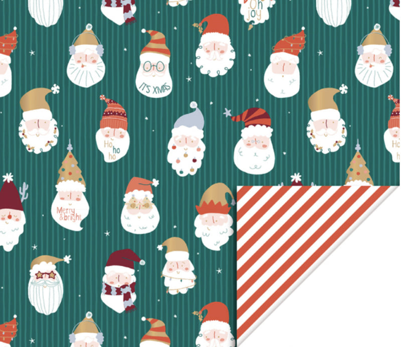 Kerst inpakpapier - X-mas Crazy Santa (30 cm x 3 meter) 